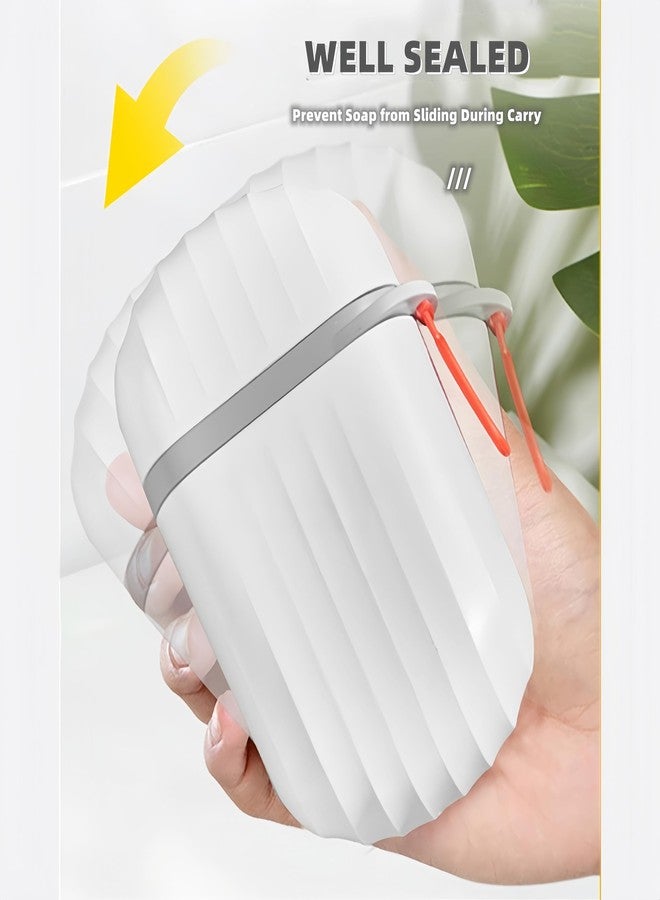 Chchmu Soap Holder Travel Portable Soap Dish with Handle Sealed Capsule Soap Saver Tray with Lid for Travel Hiking Waterproof Dustproof Soap Bar Container for Kitchen Shower Bathroom, White - Image 4